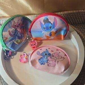 3 Stitch and Angel  Coin Purse Set - Pink and Blue